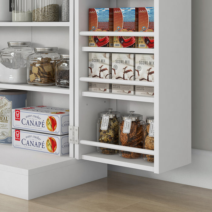 HOMCOM Garde-manger de cuisine 41\" avec 12 etageres a epices, blanc