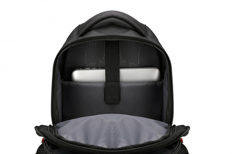Sac a dos scolaire Swissdigital Sursee – Sac pour ordinateur portable de 17\", SDD Finder, systeme Add-A-Bag, bord reflechissant, maille respirante, pret pour le voyage