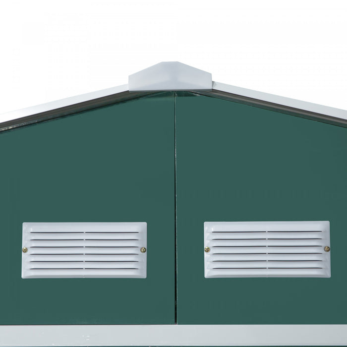 Outsunny 11.2ft X 12.5ft Abri De Jardin Remise Pour Outils Abri A Outils Double Porte Coulissante 4 Fentes De Ventilation, Vert