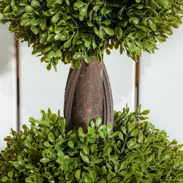 HOMCOM Lot de 2 Plantes Artificielles Decoratives en Buis avec Pots, 45.3\"