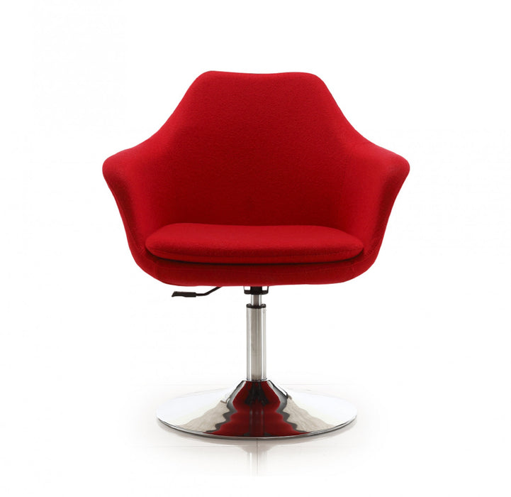 Fauteuil pivotant moderne Kinsey en melange de laine rouge - Lot de 2