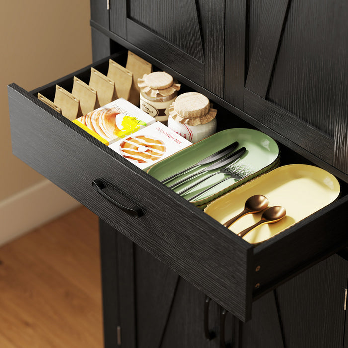 HOMCOM Armoire de cuisine de 72 po, armoire de rangement, noir