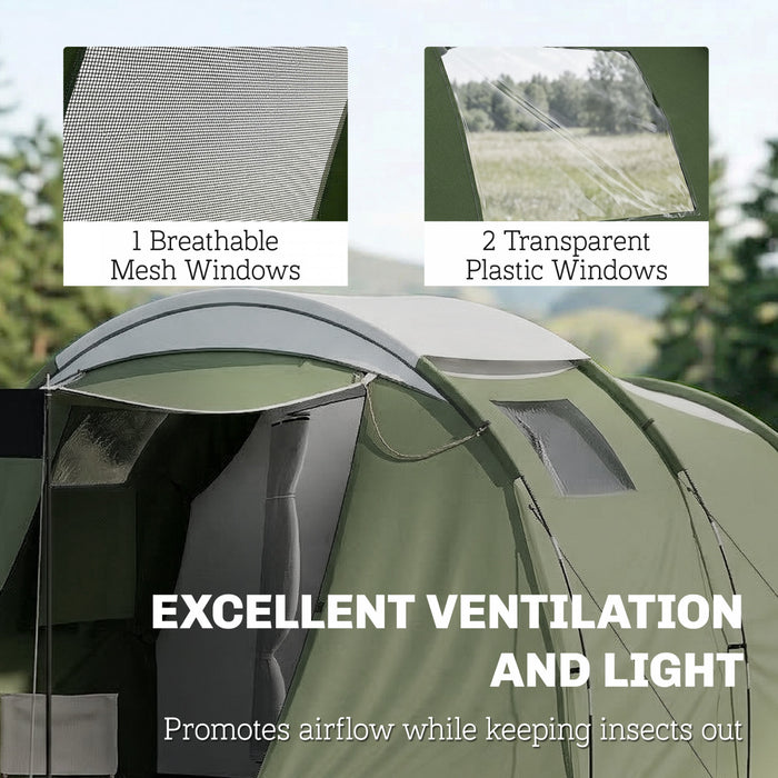 Outsunny Tente de Camping avec Bache de Pluie, Impermeable pour 3-4 Personnes, Vert