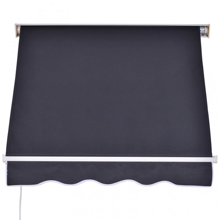 Auvent De Porte Fenetre Retractable Outsunny 4'x 2' Abri De Pare-soleil Exterieur Auvent De Patio Gris Fonce