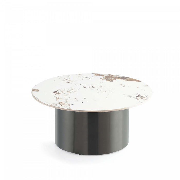 Ensemble moderne et glamour Alondra de 2 tables : table basse et table d’appoint, coloris noir