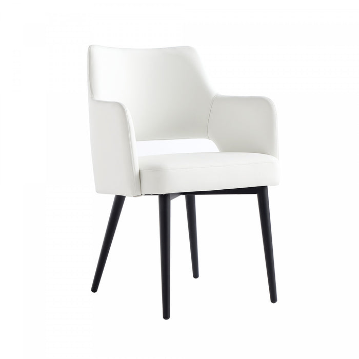 Fauteuil moderne Tremont en cuir vegetalien avec accoudoirs en metal, blanc - Lot de 2