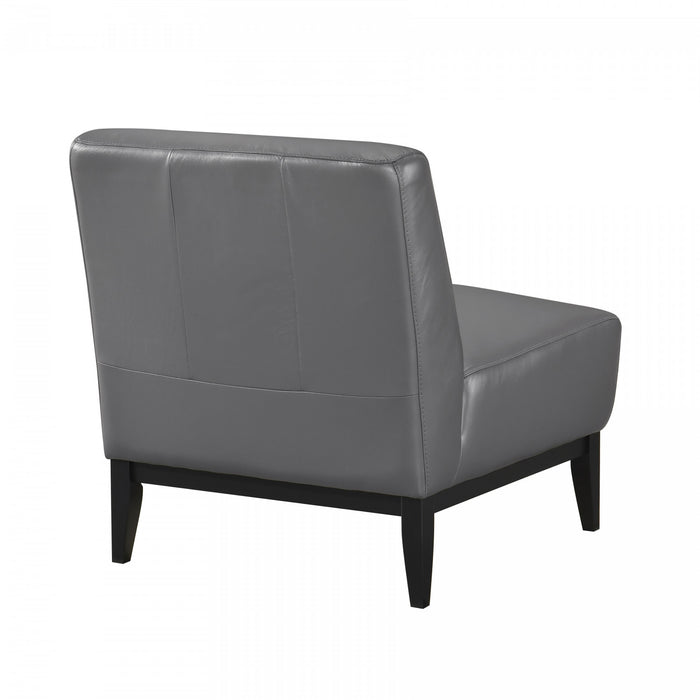 Fauteuil D'appoint Murdock En Cuir Gris Fonce