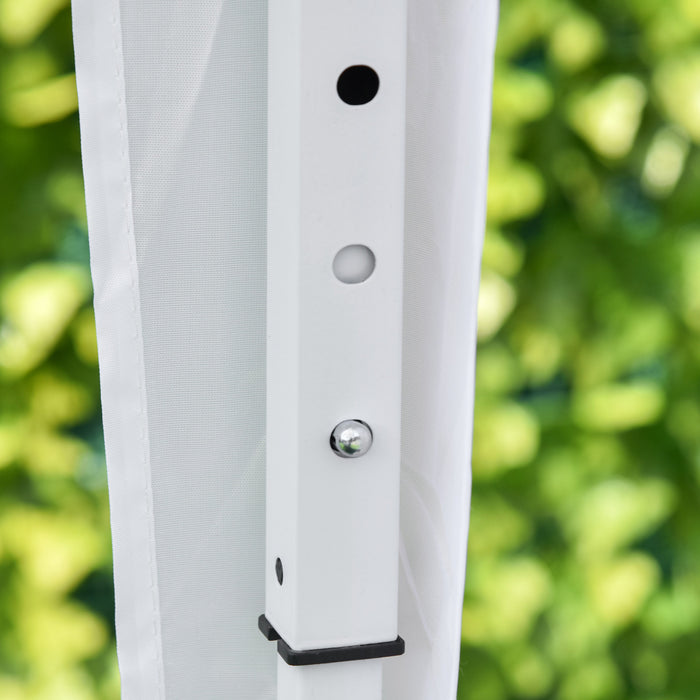 Outsunny 6.6x6.6ft Tente De Fete Escamotable Pour L'exterieur Avec Parois Laterales Blanc