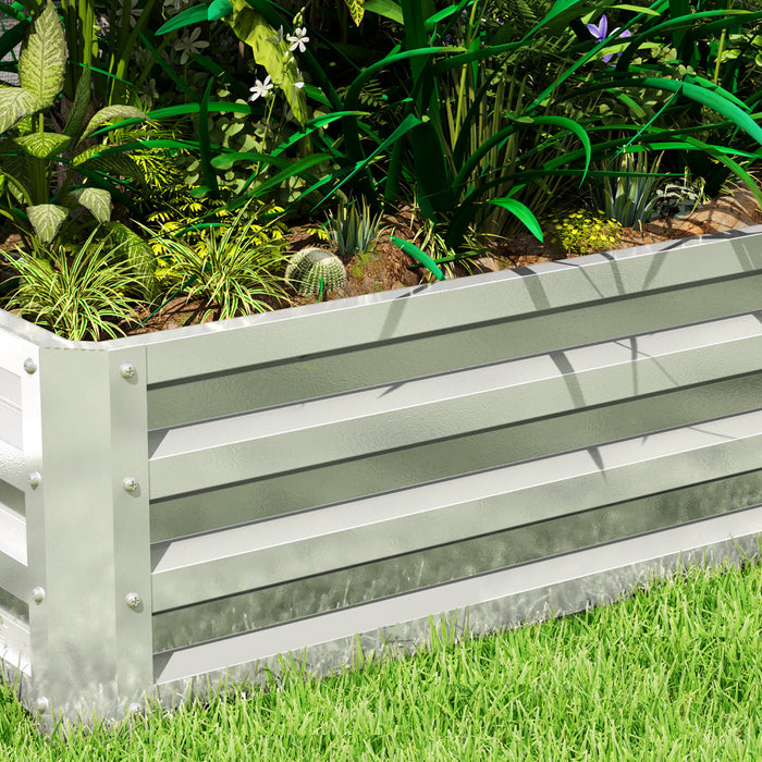 Outsunny Lit de jardin sureleve 4' x 2' x 1' jardiniere galvanisee, argente
