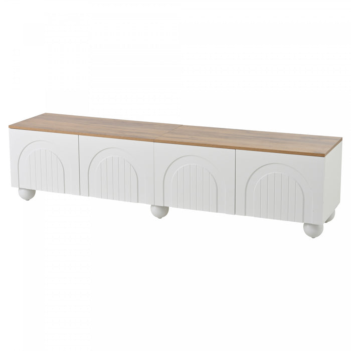Nathan meuble TV – meuble avec 4 portes et grand espace de rangement, blanc