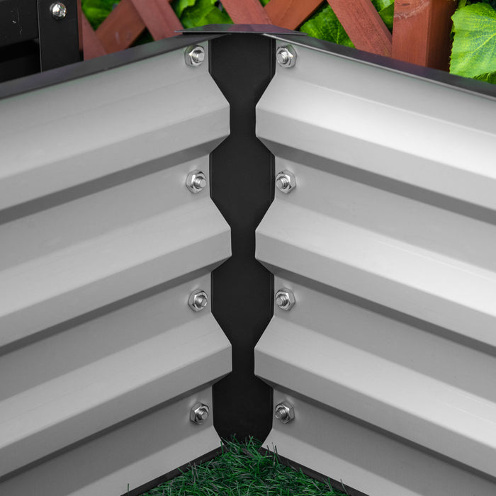 Outsunny Lot De 2 Pieces Parterre De Fleur Carre Potager De Jardin Jardinieres Bac A Fleurs 8 Panneaux Modulables En Acier Dim. 23.5\"l X 23.5\"l X 12\"h Gris