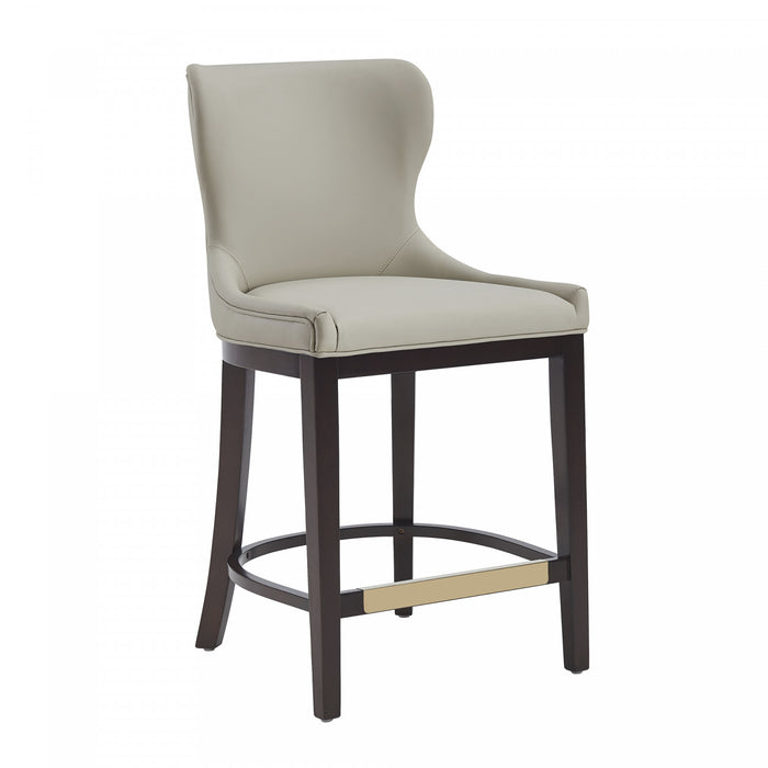 Tabouret de comptoir Blair moderne en bois avec revetement en tissu couleur pierre