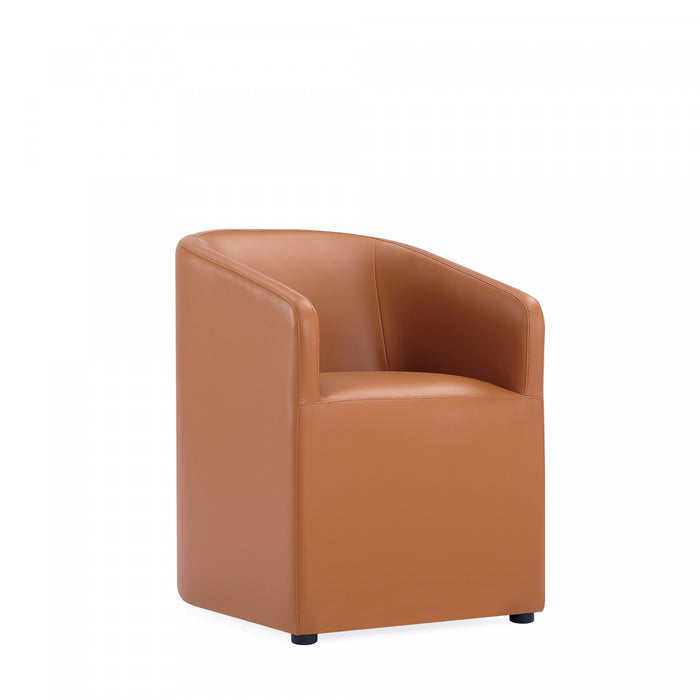Fauteuil moderne Anna en cuir vegetalien couleur brun selle - Lot de 2
