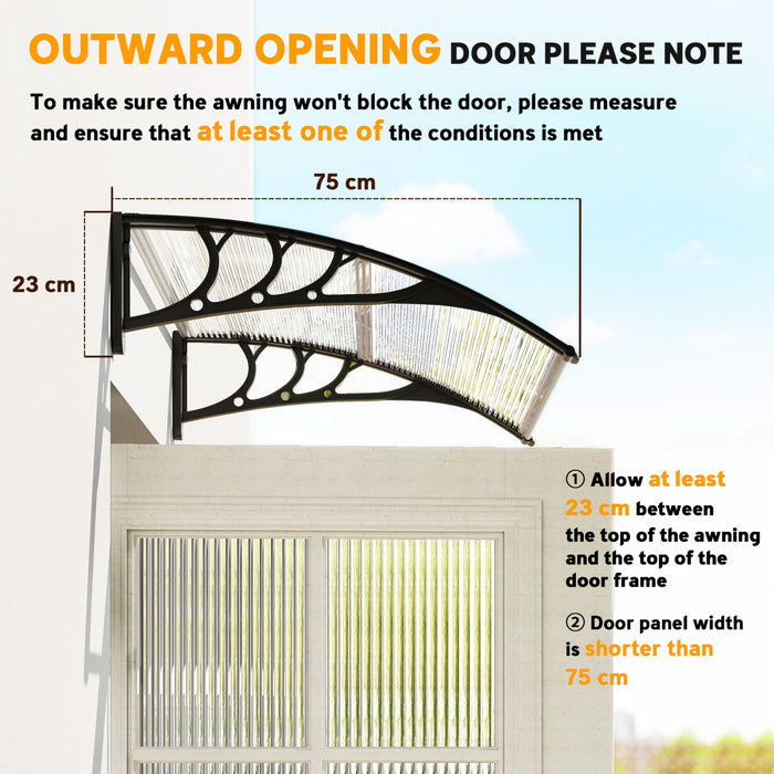 Outsunny Store de fenetre, auvent de terrasse en polycarbonate, blanc