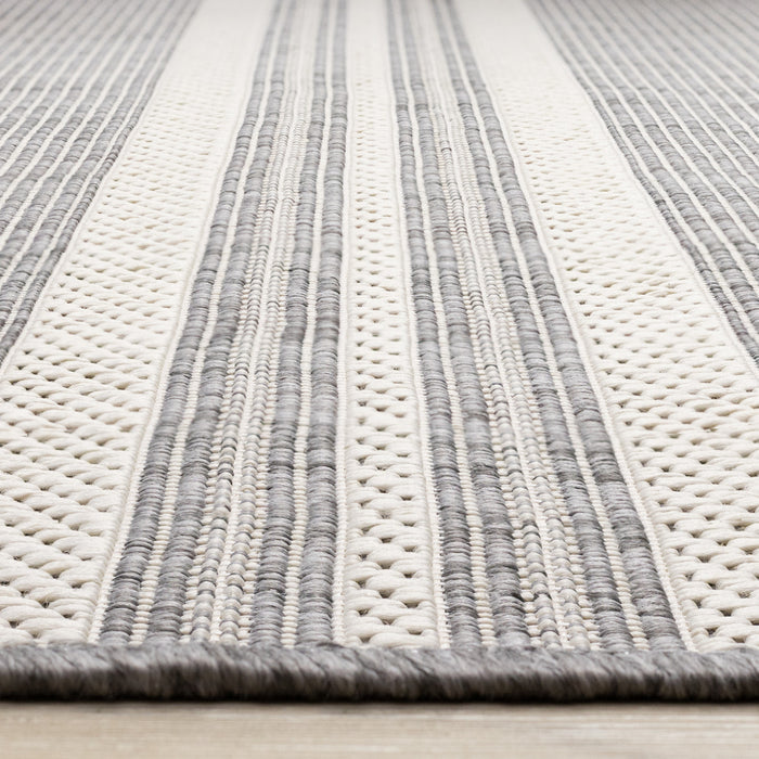 Tapis Jackson a rayures creme taupe, 5'3\" x 7'7\"