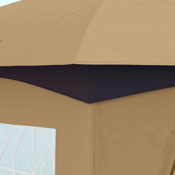 Outsunny Tonnelle D'exterieur 11 x 11 pi avec Rideaux, Fenetres, Beige