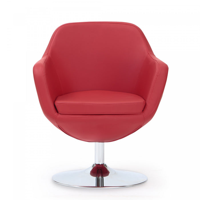 Fauteuil lounge pivotant moderne Caisson en tissu rouge - Lot de 2