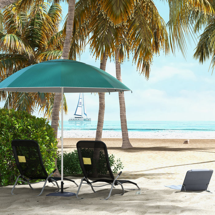 Outsunny Abri Parasol 2 En 1 De 7,5 Pieds, Parasol De Plage, Vert Fonce