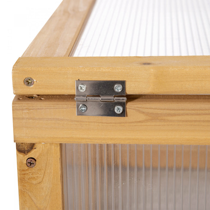 Outsunny Serre A Cadre Froid En Bois Avec Toit Ouvrant, 35.5 \"x23.5 \"x15.75\", Light Brown