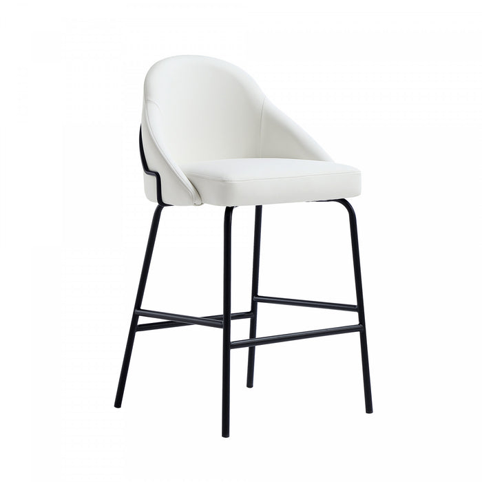 Tabouret de comptoir moderne en metal et tissu Gracie, blanc et noir - Lot de 2