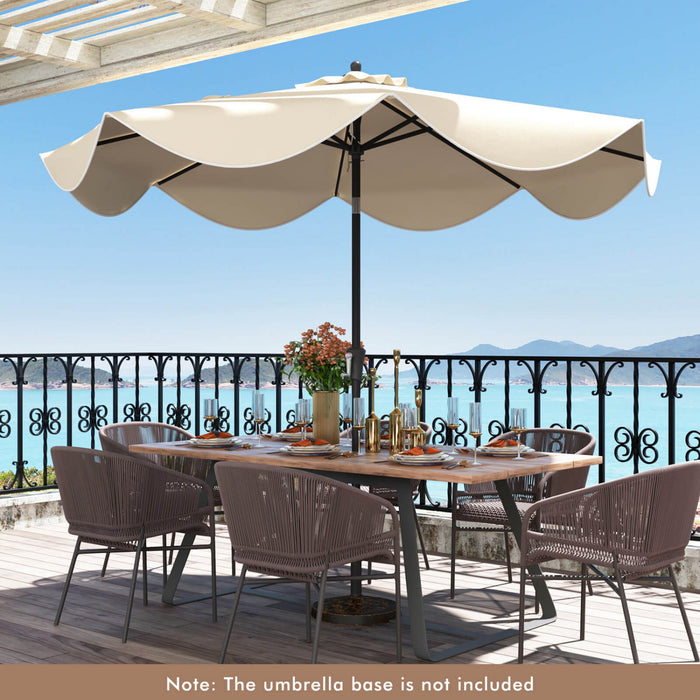 Parasol de patio Costway 9 pieds a deux niveaux de style marche avec manivelle et 8 baleines, beige