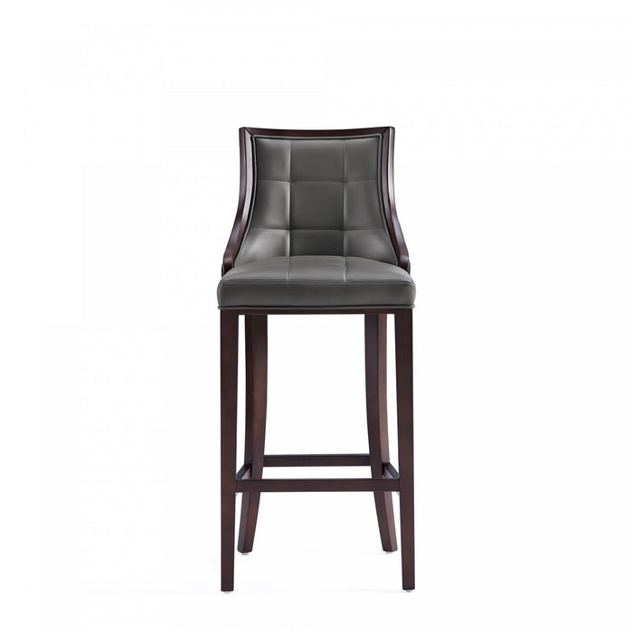 Tabouret de bar traditionnel en bois avec assise rembourree Fifth Avenue, graphite – Lot de 3