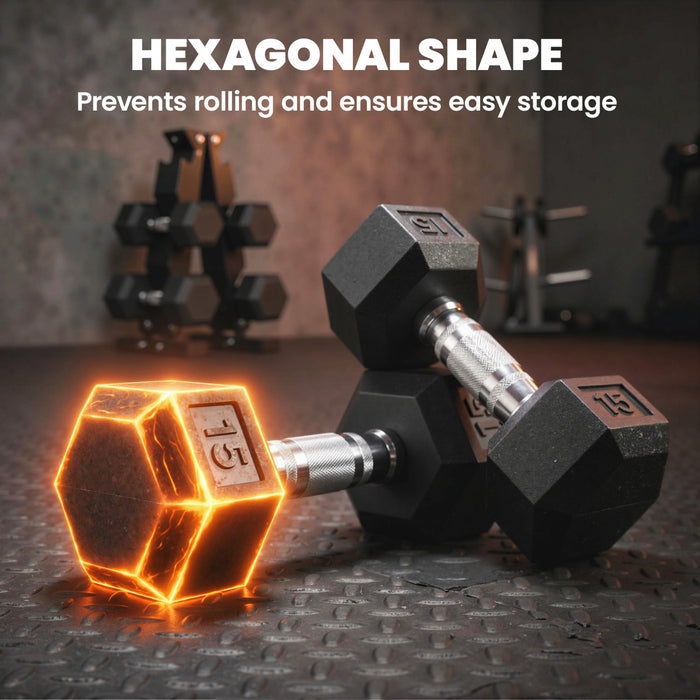 Soozier Set d’Halteres Hexagonaux 54,4 kg avec Rack Vertical pour Home Gym