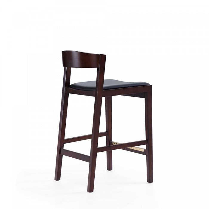 Tabouret de comptoir en bois rembourre style Klismos mi-siecle moderne noir - Lot de 3