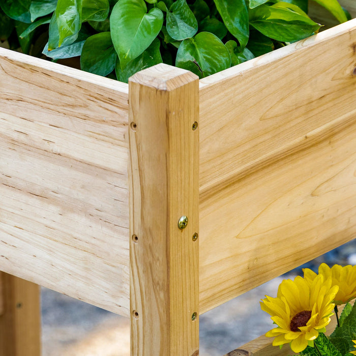 Outsunny - Lit De Jardin Sureleve A Trois Niveaux Avec Trois Bacs A Plantes Sureleves, Support De Plantes En Bois Autoportant Pour Les Legumes, Les Herbes Et Les Fleurs, Naturel.