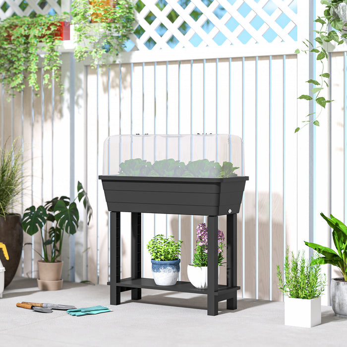 Outsunny Lit de jardin sureleve a arrosage automatique 41 L, Noir