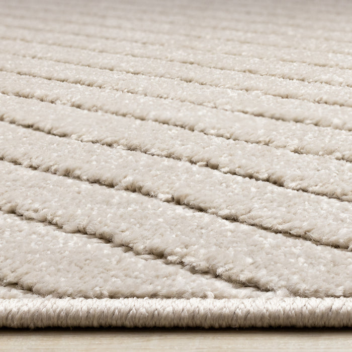 Tapis design a rayures angulaires beige Oslo, 7'10\" x 10'6\"