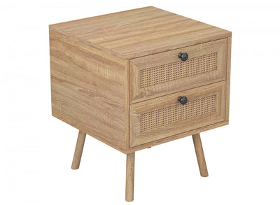 End Table With 2 Drawers - Natural Brown Wood Look | Table de bout avec 2 tiroirs - apparence de bois brun naturel