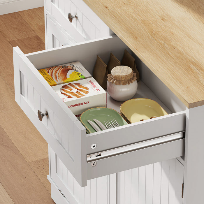 HOMCOM Armoire garde-manger, meuble de cuisine avec station de charge Blanc