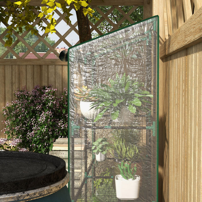 Outsunny Mini Serre Avec 3 Etages 6 Etageres Serre Portable, Transparent