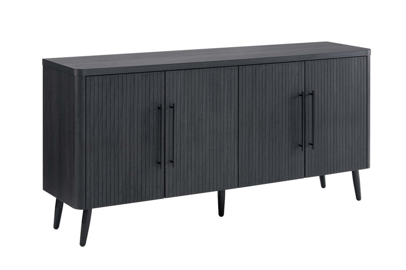 Buffet Jodie style mid-century moderne 65\" a rainures en gris charbon
