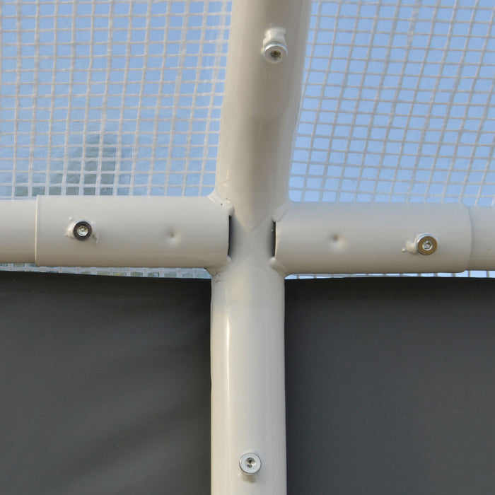 Outsunny Serre De Jardin Tunnel Surface Sol 18 MĠ 6l X 3l X 2,8h M Chassis Tubulaire Renforce Acier 2 Portes + 6 Fenetres Enroulables Pe Polyester Blanc Gris