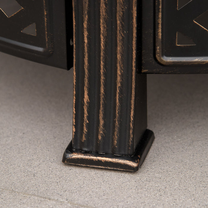 Outsunny Foyer D'exterieur Rond Avec Filet De Grillage, Couvercle En Maille, Bronze