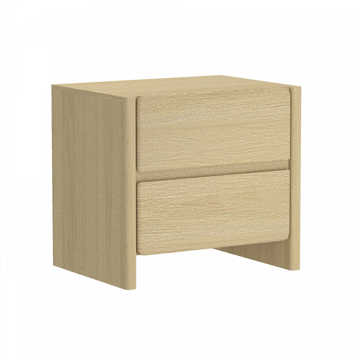 Table de nuit moderne Linda 24\" en chene naturel (2 tiroirs)