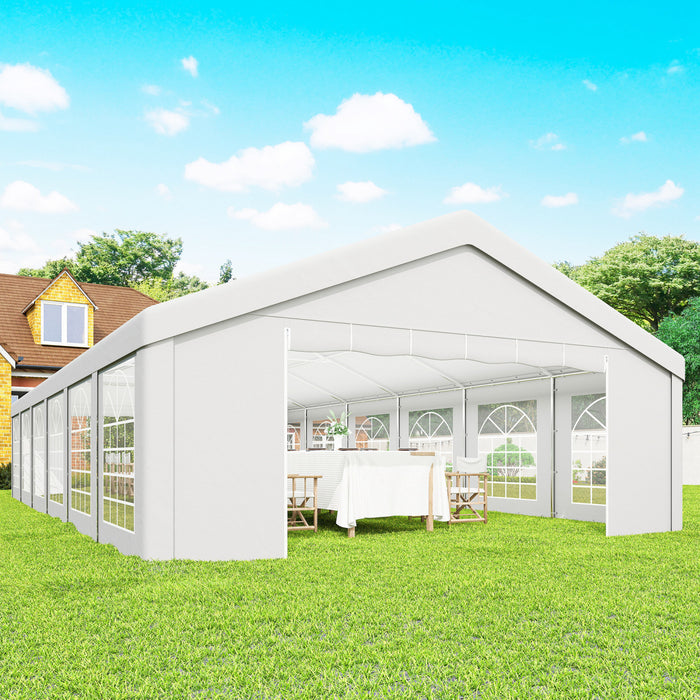 Outsunny Grande tente de reception 6 x 12 m avec 12 fenetres amovibles