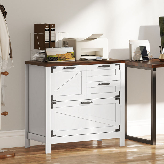 HOMCOM Classeur 4 tiroirs pour dossiers Lettre/A4/Legal, Blanc