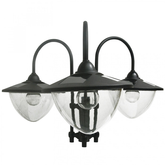 Outsunny Lampadaire Solaire A 3 Tetes Led Avec Jardiniere, Piles Applicables Incluses, Noir