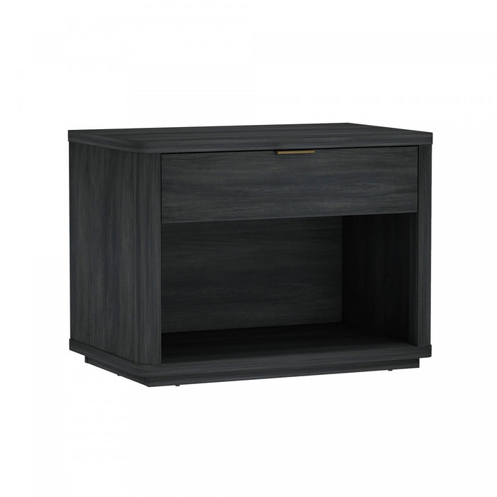Table de nuit moderne Evelyn 32\" en gris charbon (1 tiroir) - Lot de 2
