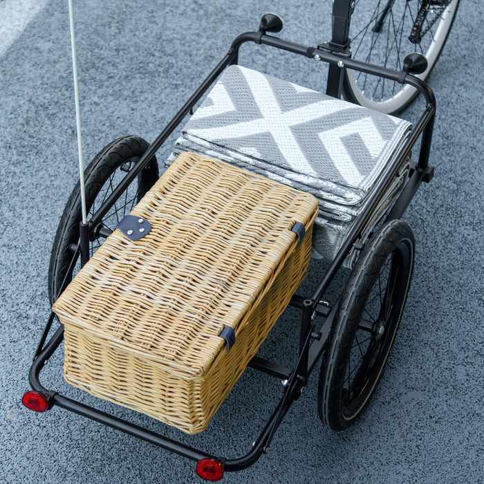 Aosom Bicyclette Cargo Remorque Velo Wagon Avec Boite De Rangement Amovible