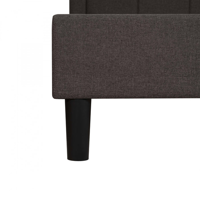 Lit plateforme Linden rembourre avec tete de lit capitonnee - Tres grand