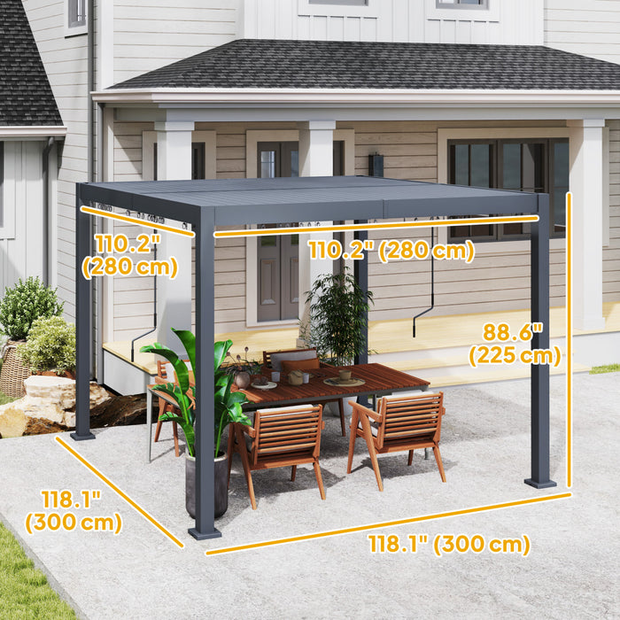 Outsunny Pergola A Persiennes 10' X 10' Toit Reglable Et Cadre En Aluminium