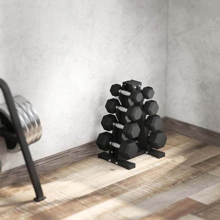 Soozier Ensemble d'halteres 100 lb avec support et poids hexagonaux