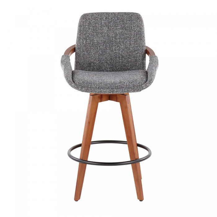 Tabouret de style du milieu du 20e siècle Cosmo de hauteur comptoir en tissu - noyer et gris