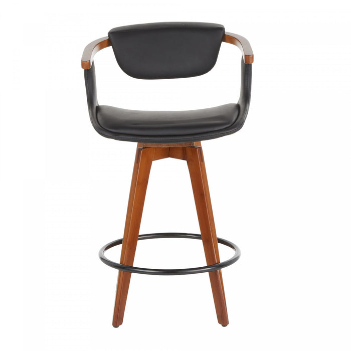 Tabouret moderne du milieu du 20e siècle Oracle de hauteur comptoir en similicuir - noyer et noir