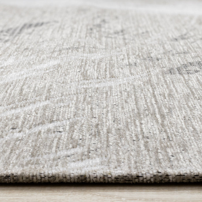 Carpette douce Kylie crème et taupe à motif de coups de pinceau - 7 pi 10 po x 10 pi 10 po