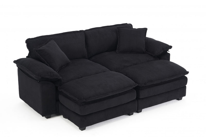 Liam Canape modulaire confortable Cloud 84,6\" avec revetement en velours cotele, Noir